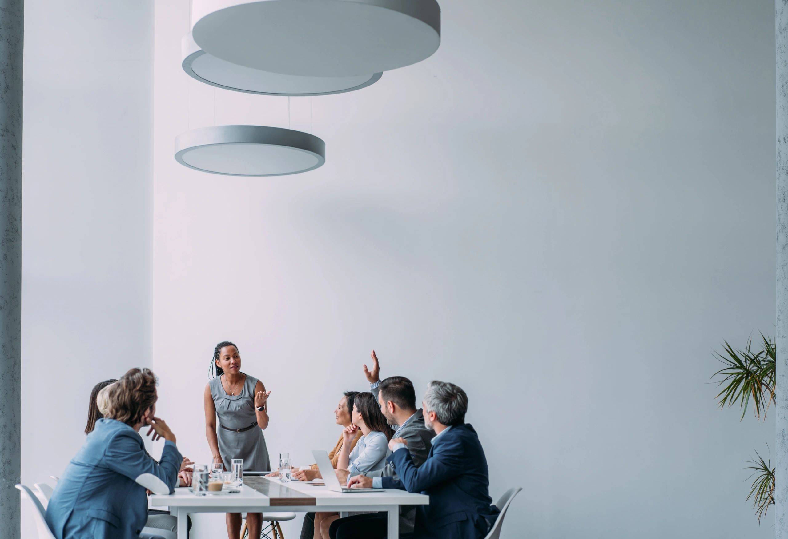Business presentation in a modern boardroom